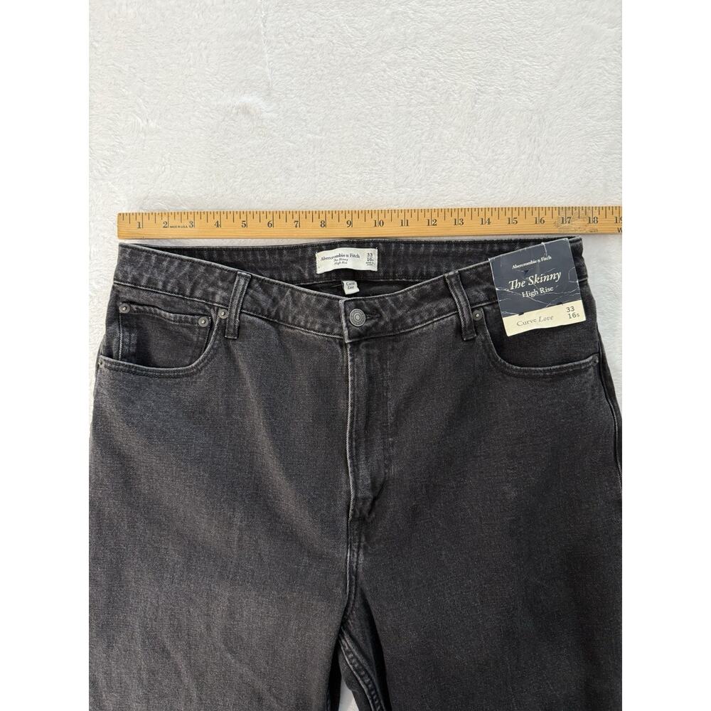 NWT Abercrombie Women's Curve Love High Rise Skinny Jean Size 33/16 Black - Picture 9 of 12